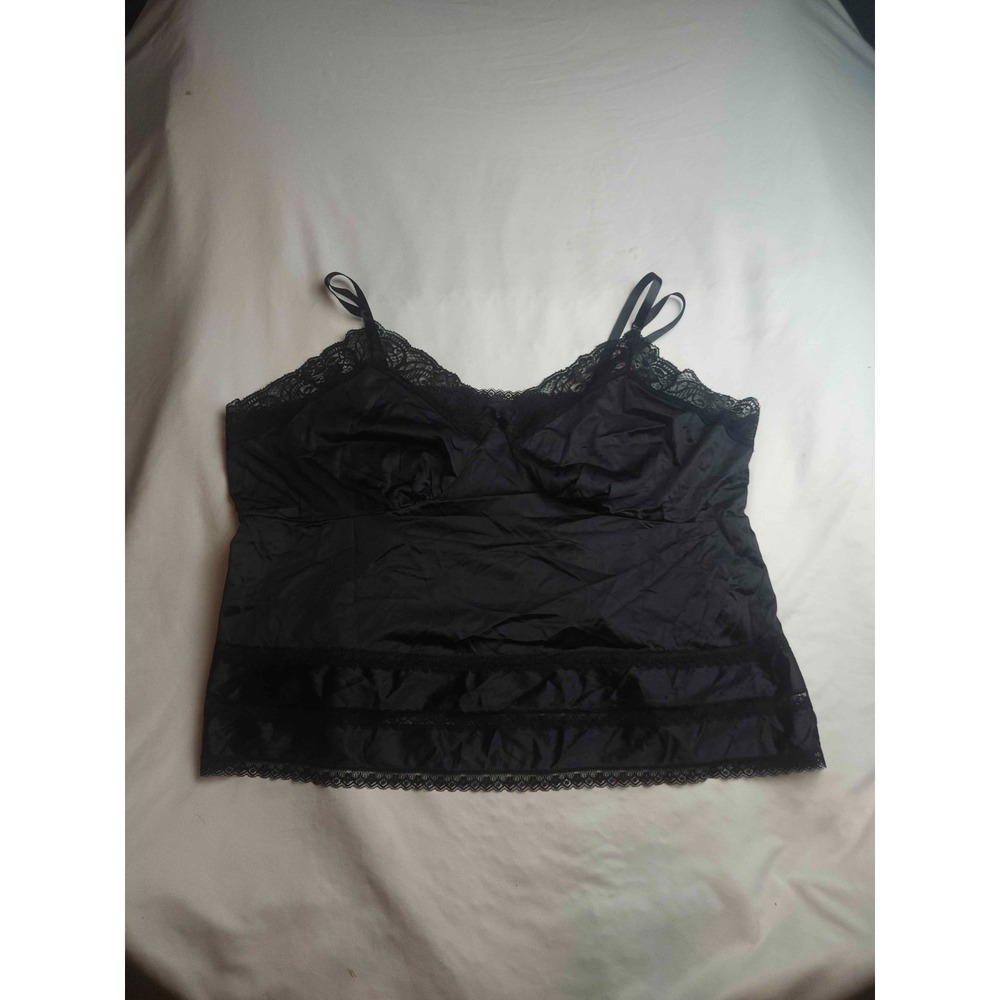 Adonna Tank Top Women Size 50 Black Nylon Lace Camisole Sleeveless Intimates
